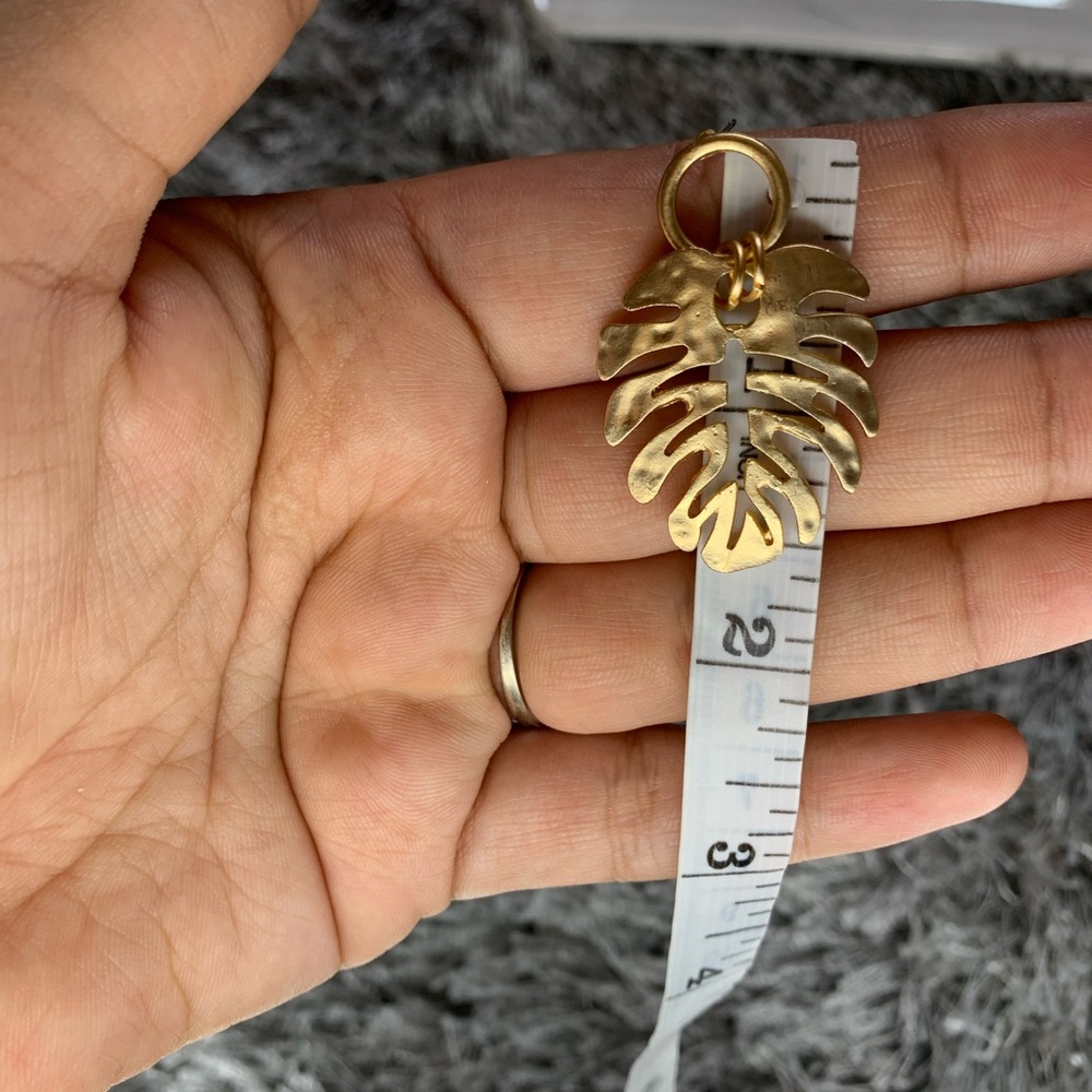 Metal plantain leaf earrings retro leaf gold - Picture 10 of 11